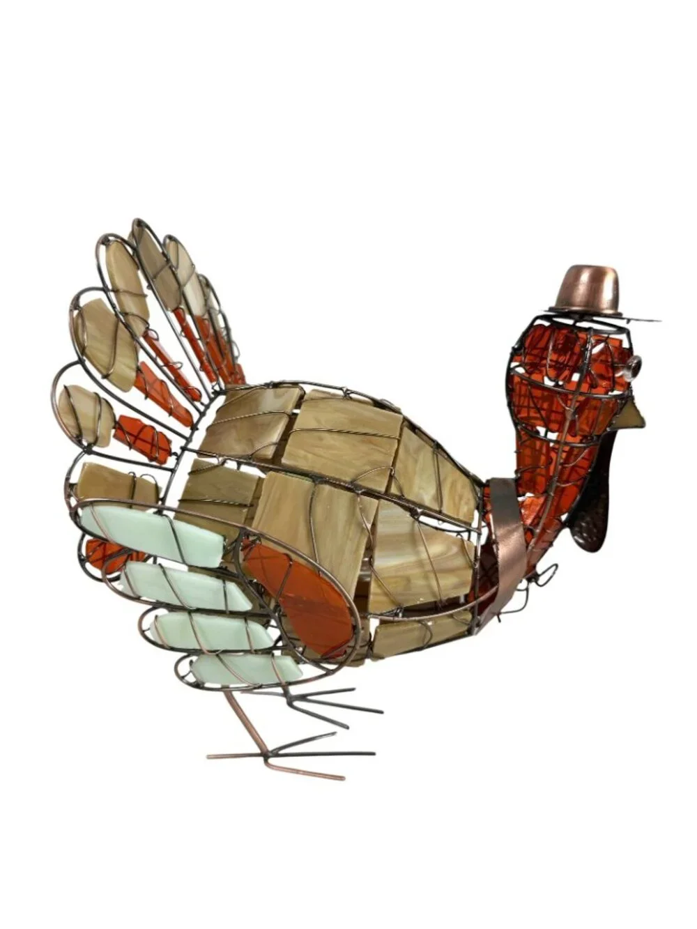 Cracker Barrel Stained Glass Turkey Lamp Thanksgiving Fall Rustic Cabin Decor
